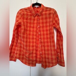 Crown & Ivy Orange and Red Checkered Women’s Shirt